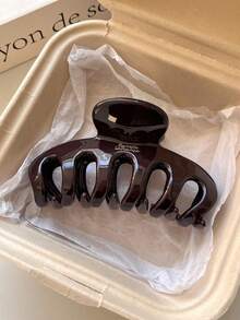 2个/1个女士4.44英寸/11.3厘米巧克力色/酒红色大号轻便塑料发夹，时尚百搭优雅简约纯色发爪，适合日常佩戴、休闲、派对、通勤、海滩、盘发、马尾辫、洗脸、化妆等场合，可作配饰。 - 彩色 - 查看 6