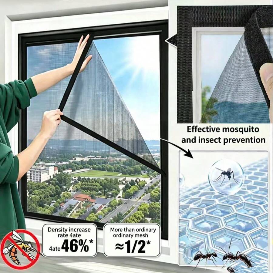Summer Home Use Minimalist Design Black Mesh Window Screens, Curtains/Mosquito Nets, Mesh Screens, Netting For Insect Protection. Available In Various Sizes, 2 Cm Self-Adhesive Tape, Perfect For Gifts, Birthdays, And Graduations.