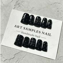 A Set Of Dark, Sweet, And Cool Solid Color Short Nail Tips, Handmade In Y2K Style, With An Elegant And Minimalist Vibe, Suitable For Parties, Birthdays, Gatherings And Other Occasions Nails - Black - View 14