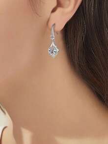 1 Pair Luxurious Cubic Zirconia Earrings, Designed For Women, Suitable For Weddings, Engagements, Anniversary Parties, Valentine's Day Gifts - 1# - View 4