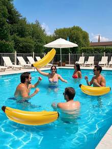 Plátano inflable de PVC, aro de natación con forma de plátano, adecuado para fiestas en la piscina, decoración divertida, fiestas en la piscina, juegos de fiesta, fiestas hawaianas, fiestas de compromiso, noches de juegos, fiestas de verano, despedidas de soltero, plátano inflable grande, plátano inflable gigante, flotador de piscina con forma de plátano - multicolor - View 2