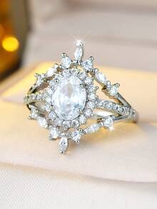 A Delicate Egg-Shaped Cubic Zirconia Ring, A Stylish Women's Wedding Ring, A Must-Have Jewelry Gift For Wedding Season, And An Engagement Ring - Ring - View 7