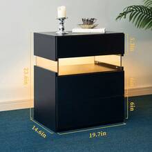 Modern Bedside Table / Wooden Bedside Table / Bedside Table With 3 Drawers / Easy To Assemble, Plenty Of Storage Space / For Bedroom, Living Room, Bedside Furniture - 黑色 - 查看 6