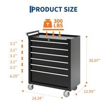 Tool Chest With Wheels For 6 Drawers, Tool Box With Wheels, Portable Tool Cabinet Organizer With Locking System And Drawer Liners - A - 查看 10