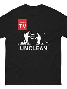 Camiseta vintage de Psychic TV - Unclean - Throbbing Gristle, una camiseta de manga corta adecuada para el hogar, uso diario, fiestas y viajes-perfecta como regalo para amigos o familiares. - Negro - Ver 6