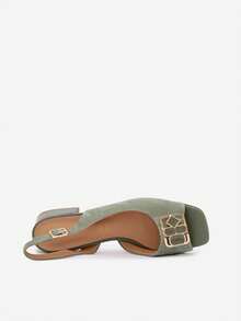 Sandales élégantes pour femmes D&A CE61-3127  naturel, avec un talon bloc bas stable, une semelle intérieure  confortable et une bride réglable avec un détail décoratif vert marron - Vert - Voir 9