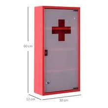 Botiquín de primeros auxilios de acero inoxidable con cerradura, modelo 3 práctico para el hogar y la oficina. - Rojo - Ver 8