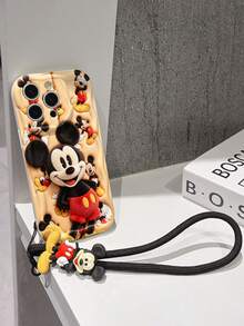 This Disney Mickey Mouse Lanyard Phone Case Is Fully Covered In TPU Material. It's Shockproof, Lightweight, And Compatible With IPhone17/16/11/13/15/15 Plus/15 Pro/15 Pro Max/12/14 Pro Max/11 Pro Max/12 Pro/12 Pro Max/13. This Phone Case Makes A Popular Birthday Gift Or Business Gift; It's Durable, Stain- And Fingerprint Resistant, And Suitable For Both Men And Women. The Set Also Includes A Mickey Mouse Phone Case And A Mickey Mouse Plush Bracelet. It's A Perfect Gift For Friends And Family. This Stylish Phone Case Is Fun, Lightweight, And Durable. IPhone17 Pro Max Phone Case, Minnie Mouse Phone Case. - trắng - Xem 3