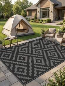 1pc Nordic Modern Classic Geometric Rhombus Pattern Outdoor Rug/Carpet/Area Rug/Doormat, Suitable For Entryway, Balcony, Garden, Outdoor, Patio, Living Room, Soft And Machine Washable, Home Decor - Multicolor - View 1
