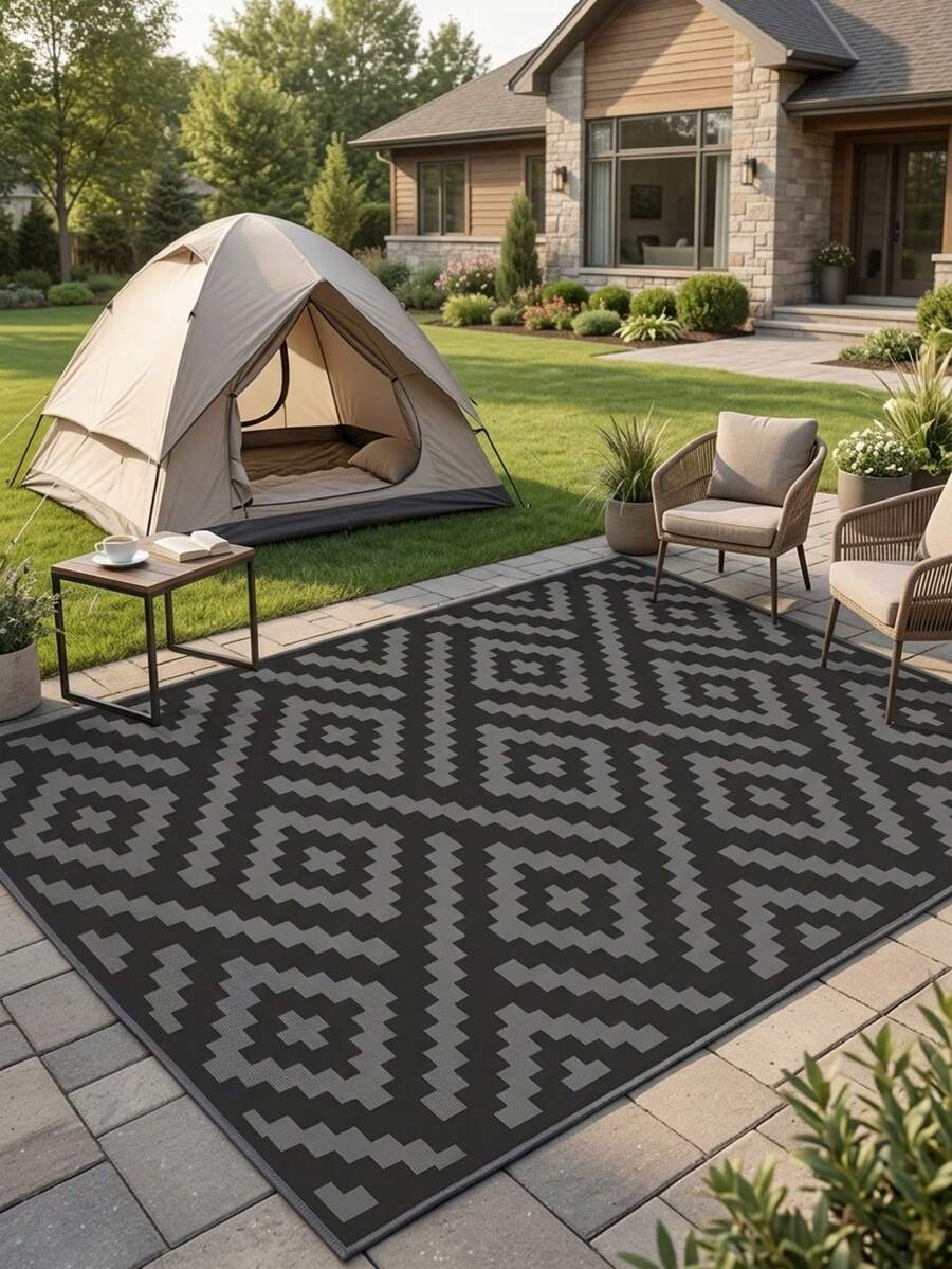 1pc Nordic Modern Classic Geometric Rhombus Pattern Outdoor Rug/Carpet/Area Rug/Doormat, Suitable For Entryway, Balcony, Garden, Outdoor, Patio, Living Room, Soft And Machine Washable, Home Decor - Multicolor - View 1