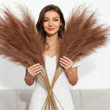 28 pièces Herbe de Pampa artificielle de 27,5 po/70 cm - Décoration d'intérieur sans chute, fleurs de mariage bohème, herbe artificielle moelleuse pour grand vase de sol, centres de table de baby shower, chambre à coucher - Beige - Voir 8