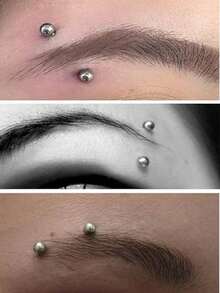 1 chiếc khuyên rốn/lông mày/môi/lưỡi bằng thép titan không gây dị ứng, cỡ 16G, kiểu dáng Punk Châu Âu và Mỹ, trang sức xỏ khuyên unisex cho rốn, ngón tay, xương quai xanh, sụn tai, núm vú. - Khuyên lông mày hai đầu bi - Xem 5