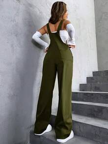 Unity 1 pieza Mono overol con bolsillo con solapa sin top tubo - Verde militar - Ver 2