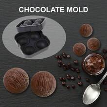 四格球形冰格 - 威士忌冰球制作器，适用于威士忌和鸡尾酒，可制作圆形冰球，可重复使用并可用洗碗机清洗，专业酒吧工具，是派对、酒吧、婚礼的理想之选 - 易于使用 - 4格冰塊模具 - 查看 4