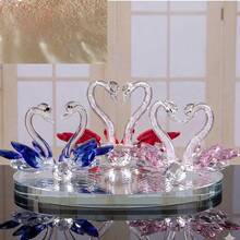 1/2/5/6PCS,Set Of 2 Crystal Swan Figurines Collectible Glass Animal Ornaments Pair Swans Home Living Room Bedroom Decor Sparkling Crystal Gift Ideal Swan Deco Figurine Crystal Figurines Swan Cake Toppe Glass Decor Back School Season Travel Season - Swan - View 12