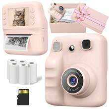 Appareil photo instantané, appareil photo d'impression instantanée, appareil photo numérique selfie avec fonction d'impression photo instantanée, portable 48MP 1080P HD vidéo, équipé d'une batterie rechargeable 1300mAh grande capacité, livré avec une boîte cadeau exquise, portable et facile à utiliser, compact et léger, convient pour les voyages, les photos de famille et les activités de plein air, cadeau parfait pour les vacances et les occasions spéciales (Noël, anniversaire, Nouvel An) - Voir 3