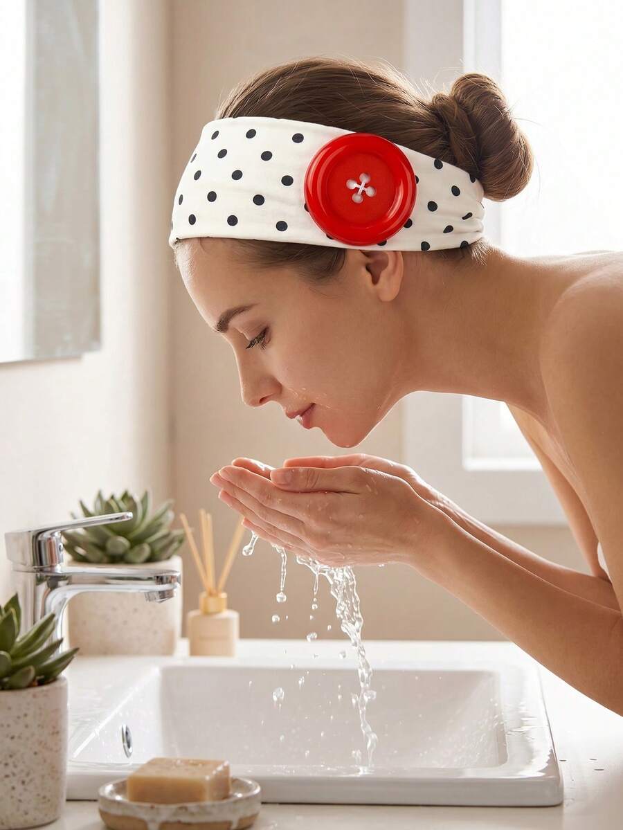 Băng đô bản rộng kiểu Y2K chấm bi 3D cài khuy - Chất liệu co giãn mềm mại, thoải mái, không trơn trượt, phù hợp cho phụ nữ và thanh thiếu niên, phong cách retro Dopamine với nhiều màu sắc để lựa chọn, thích hợp cho sử dụng hàng ngày/tiệc tùng/kỳ nghỉ biển/trang điểm. - Nhiều màu - Xem 1