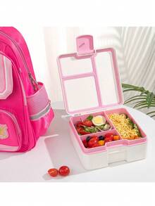 1 pieza Caja bento cuadrada de plástico con múltiples compartimentos, caja de almuerzo portátil, apta para microondas, reutilizable y fácil de limpiar, adecuada para frutas, verduras, preparación de comidas, viajes, campamentos, picnics, oficina, escuela - Multicolor - Ver 4