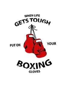 Women's Clothing Casual Short Sleeve Sports T-Shirt With Creative Boxing Gloves And Letter Print, Comfortable For Summer And Vacation, Women's Shirts - 白色 - 查看 2