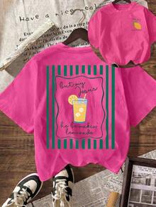 Jesus Lemonade T-Shirt, But My Jesus Is Making Lemonade, Women's Graphic Tee, Casual Round Neck Short Sleeve Summer T-Shirt - 玫紅色 - 查看 8
