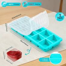 Cube Tray With Lid - 3 Pack 2 Tbsp Trays Freezer, Stackable, BPA- Easy Release Large Cube Molds Chocolate, Cocktails, Iced Coffee, Whiskey (10-Cube, Blue) - 10 khối lập phương, màu xanh dương - Xem 6