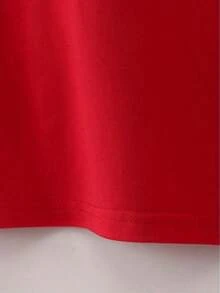 Women's Vintage Fitted Short Sleeve T-Shirt With White Graphic Print - Merah - View 2
