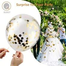 Bộ 36 quả bóng bay ruy băng màu vàng và trắng, kích thước 12 inch, thích hợp trang trí sinh nhật chủ đề hoa hướng dương và ong. - Bộ - Xem 5