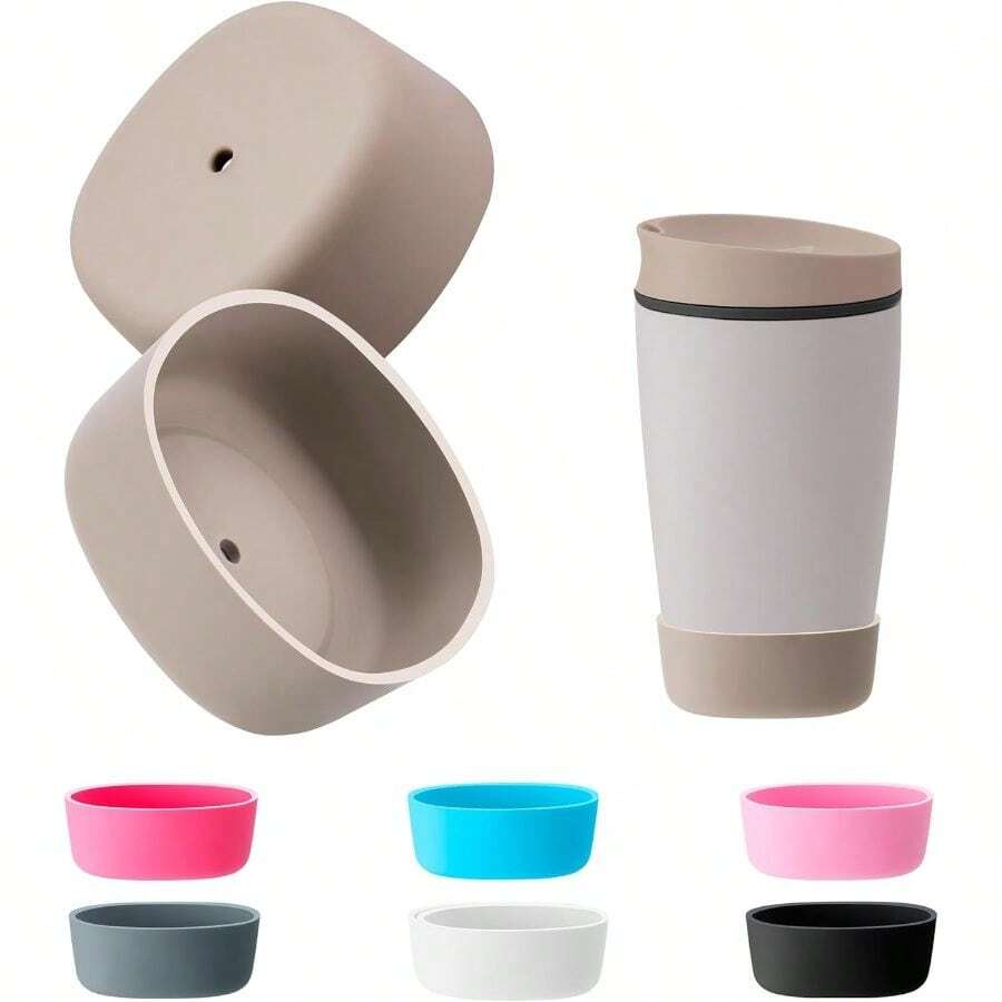 2pcs Silicone Boot SmoothSip Slider 12oz 20oz Coffee Tumbler, Anti-Slip Protective Sleeve Coffee Travel Mug 12/20oz, BPA- - Màu Xám nhạt - Xem 1