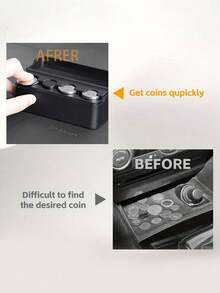 1pc Car Coin Storage Box , Car Coin Organizer , Creative Organizer , Car Storage Accessory , Home Storage Box , Mini Portable Storage Bo X, Car Coin Storage Box - A - View 2