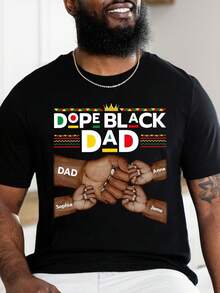 Retro GraphicDope Black Dad Shirt, Black Father Shirt, Best Dad Ever Shirt, Black Dad Shirt, Grandpa Shirt Fist Bump Grandchild Names, Fathers Day Gift,Camisetas populares de  para uso diario,Ropa de verano, ropa para niños y niñas,camisetas de apoyo para el Mundial,Camisetas del Mundial 2026,Camisetas estampadas,Camisetas estampadas, - Negro - Ver 6