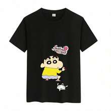 Camiseta de manga corta de algodón para niños y niñas con estampado de dibujos animados de , camiseta de verano para niños, camiseta de moda para bebés y niños, 100% algodón. - Negro 10 - Ver 6