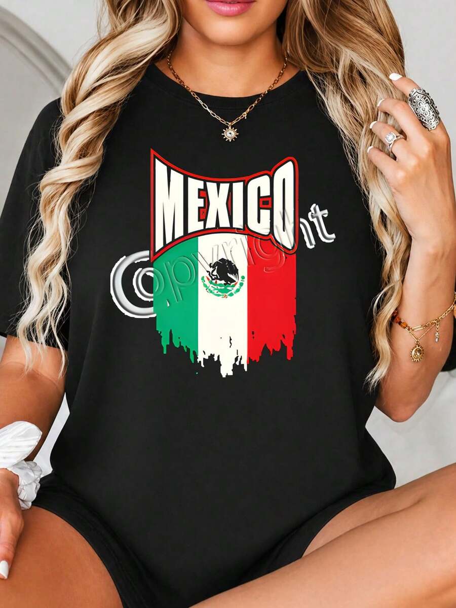 Diseño de impresión gráfica Fl-ag de México con efecto de pintura goteante, colores rojos, blancos y verdes intensos, tema patriótico, estilo artístico angustiado para Decor.jpgRegalos personalizados: Camisetas para mujer con estilos modernos, hippies, casuales y minimalistas. Ropa masculina personalizada única, armarios cápsula, ropa básica/urbana para hombre. Regalos ideales para novios, familiares y amigos, adecuados para cumpleaños, vacaciones, colegio/competiciones, deportes/escalada, etc., también adecuados para la moda de otoño y actividades urbanas. Verano negro.