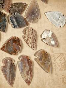 QYDCX Puntas de flecha de piedra natural surtidas premium: ideales para la fabricación de joyas DIY, suministros de artesanía, accesorios de caza y cristales curativos espirituales - un imprescindible para amantes de la naturaleza y artesanos - Multicolor - Ver 1