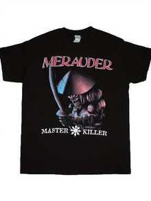 Breathable Short Sleeve Graphic T-Shirt With Merauder Master Killer Design, Crew Neck, Casual Style, Regular Fit, Suitable For All Seasons, Adult Clothing, Garment For Music Lovers. Classic Crew Neck, A Short Sleeve T-Shirt Suitable For Home, Everyday Wear, Parties, And Travel-Perfect As A Gift For Friends Or Family. - 黑色 - 查看 5
