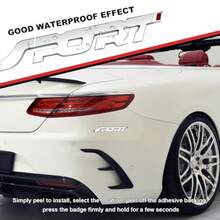 2 PCS Metal Car Sport Sticker, 3D Raised Fender Badge For Front Hood Rear Tailgate, Glossy Black Sport Logo Emblem With Strong Adhesive, Durable Outdoor Use - 白色 - 查看 5