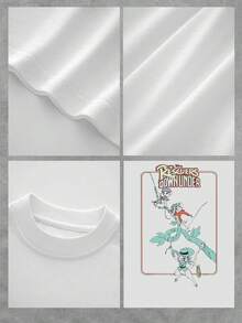 Animated Illustration Of Brave, Adventurous Mice Cooperating On A Mission With Green Leaves And Ropes, Conveying Courage And Friendship. Comfortable Casual Women's T-Shirt For Everyday Wear. - 白色 - 查看 4