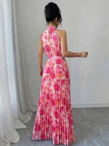 Elegante y romántico vestido floral para mujer, con cuello con volantes, falda en línea A que realza la cintura, ideal para citas en primavera y verano. - Multicolor 8 - Ver 3