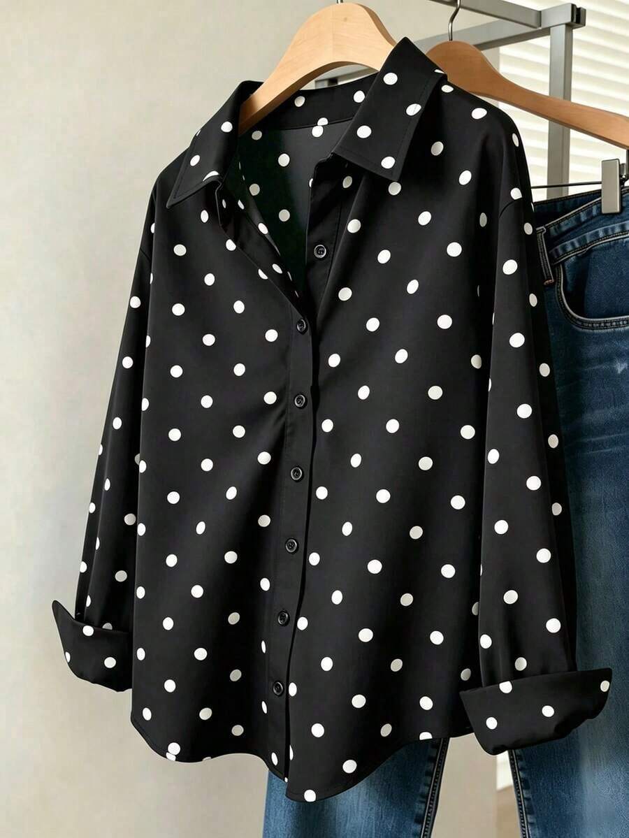Camisa casual de mujer con estampado de lunares - Multicolor - Ver 1
