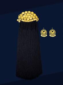 Mgyi Jewelry 镀金硬币装饰流苏头饰套装，含配套耳环，编织发饰，适合婚礼、节日和派对佩戴 - PMZ-007 - 查看 6