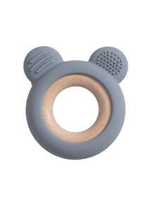 1pc Flower Teddy Bear Shaped Silicone Teether With Wooden Ring, Baby Teething Chew Toy, Multicolor Optional For Newborn Infant Molar Training - Multicolor - View 14