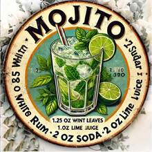 1 pièce Décoration de chambre Panneau en métal vintage Havana Mojito Drink, Œuvre murale Recette Mojito pour la maison, la cuisine, la salle à manger, la chambre, le jardin, le garage, l'hôtel, le bureau, plaque métallique amusante 20x20cm - Multicolore - Voir 1