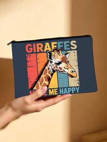 Túi đựng mỹ phẩm in hình hươu cao cổ "Just A Girl Who Loves Giraffes", túi đựng đồ vệ sinh cá nhân hai mặt, hộp đựng đồ trang điểm hình hươu cao cổ dễ thương, đồ dùng cần thiết khi đi du lịch và hàng ngày, món quà hoàn hảo cho người yêu hươu cao cổ. - Nhiều màu - Xem 9