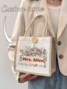 Customizable Tote Bag, Personalized Teacher's Day Gift, Thanksgiving Gift, Suitable Great Gift For Women, Mom, Teachers, Friends, Bridesmaids, Student - Multicolor - View 8