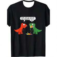Camiseta informal de manga corta para hombre con estampado divertido "Dude, Did You Eat The Last Unicorn Dinosaur Pattern R NostaL1Gic Style", 220 g, de algodón puro, para hombre y mujer. Tejido grueso, resistente a las arrugas y que no se deforma fácilmente. Estilo sencillo y versátil, ligero y transpirable, perfecto para ir al trabajo, viajar, acampar, ir de compras y para el tiempo libre diario. - Negro - Ver 1