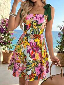 Vestido de verano casual con estampado floral para vacaciones de mujer - Multicolor 2 - Ver 11