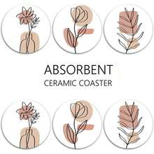 6 Pcs Abstract Floral Line Art Coasters With Holder, Minimalist Boho Absorbent Ceramic Drink Coasters For Home Decor - Beach 2 - View 7