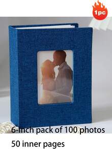 100-Page Large Capacity Creative Photo Album, 6-Inch Fabric Surface, Suitable For Family, Fashionable Wedding And Family Photo Memorial Album, Living Room, Office Decoration, Mother's Day Spring Gift - Multicolor - View 12