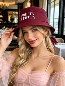 1 chiếc mũ xô unisex in chữ "PRETTY&PRETTY", mũ chống nắng, mũ lưỡi trai chống tia UV, phù hợp mặc hàng ngày, du lịch ngoài trời, đi bộ đường dài, nghỉ dưỡng bãi biển, hồ bơi, thể thao - Nhiều màu - Xem 2