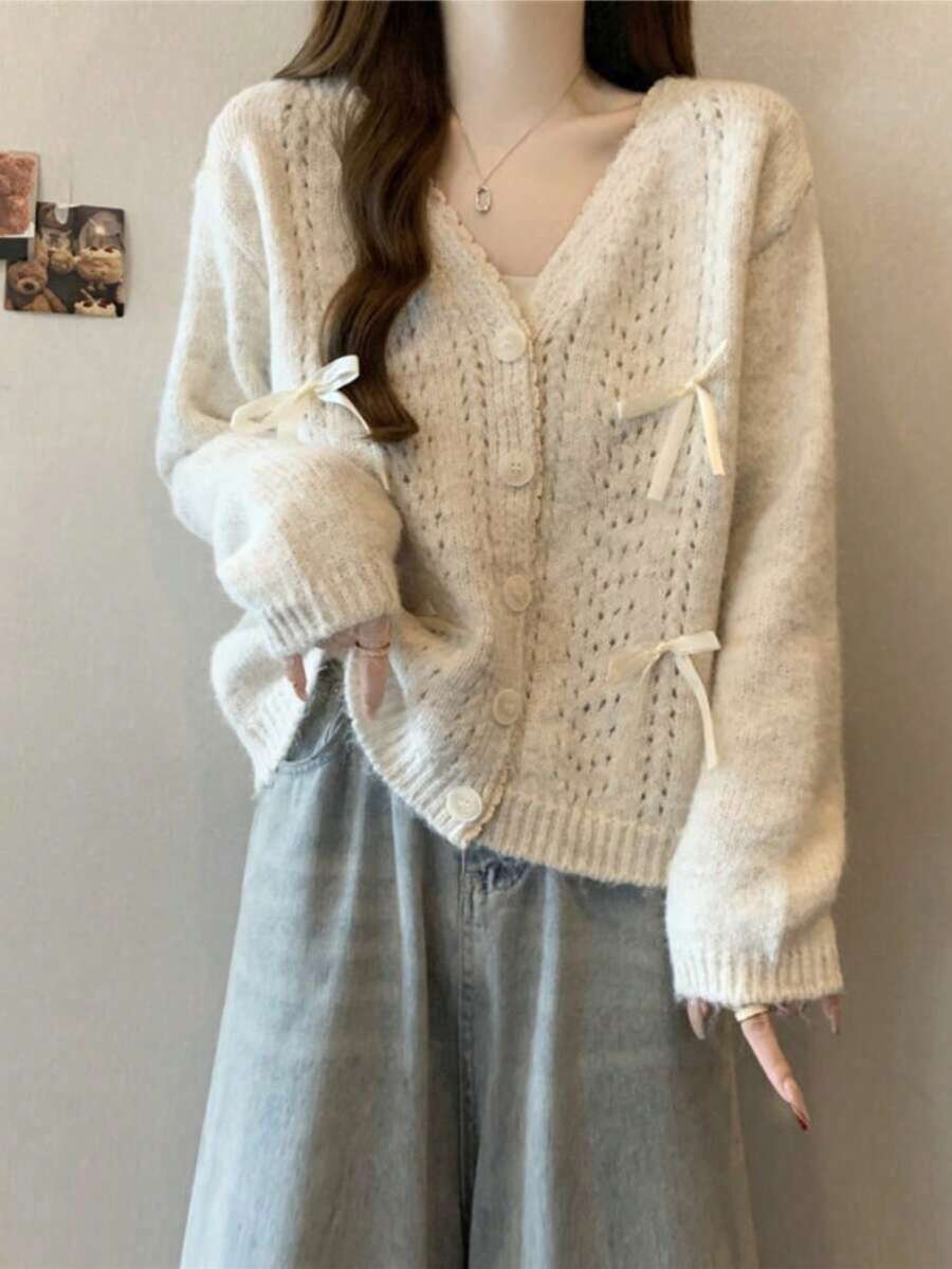 Women Cardigans - Apricot - View 1