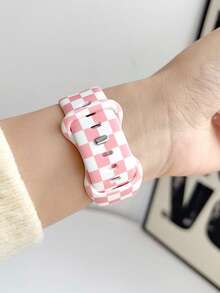 2入款時尚棋盤格印花矽膠錶帶，適用於Apple Watch 38mm 40mm 41mm 42mm 44mm 45mm 49mm (S10 42)mm (S10 46)mm (S11 42)mm (S11 49)mm，女款經典格紋錶帶，相容 Series 11 Ultra 3 SE3 Ultra 2 S10 SE2 9 8 7 SE 6 5 4 3 2 1，適合搭配穿搭、日常配戴與度假 - 彩色 - 查看 7